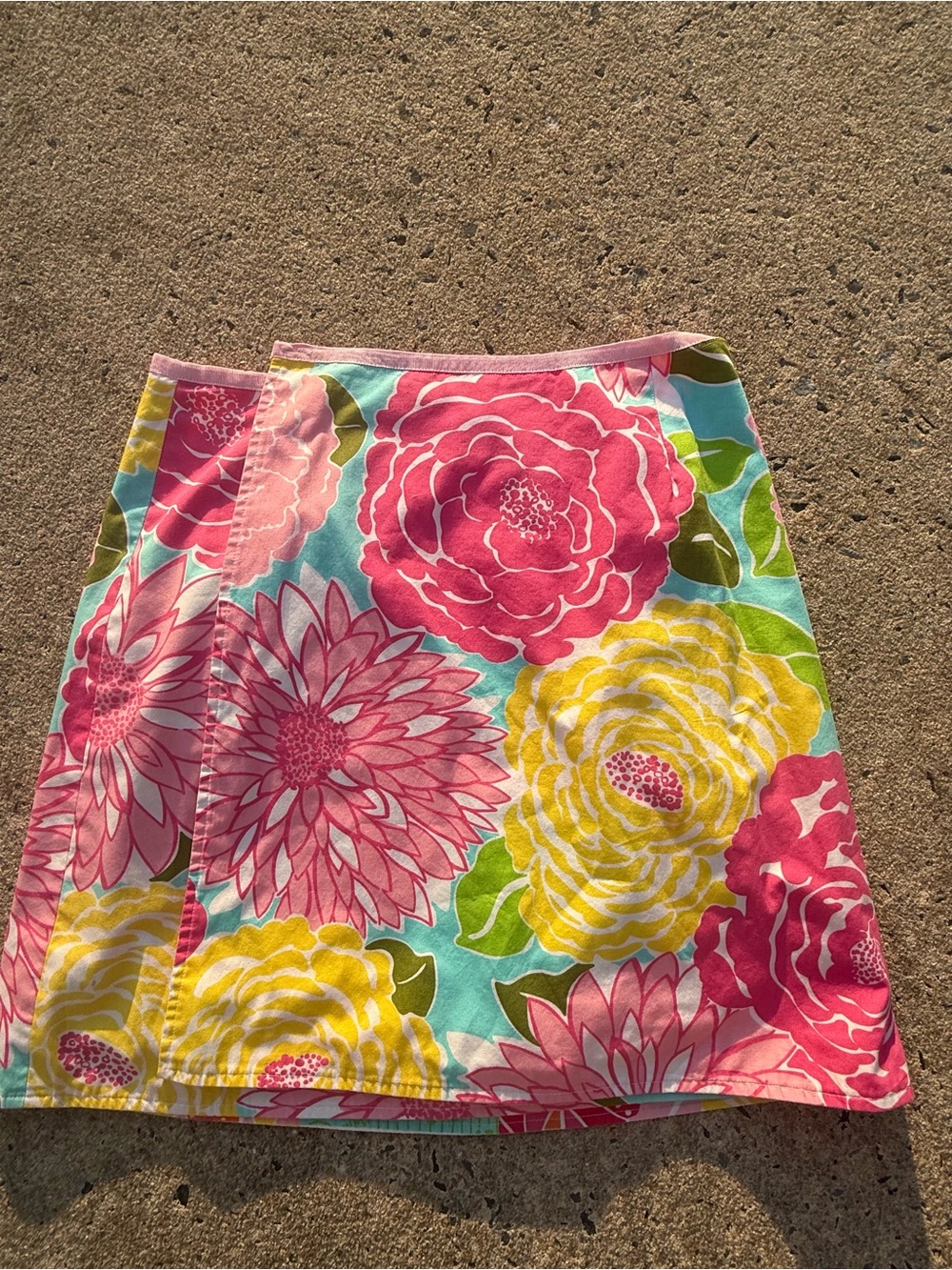 Vintage Lily Pulitzer Reversible  Floral A-Line Cotton Tye Wrap Skirt